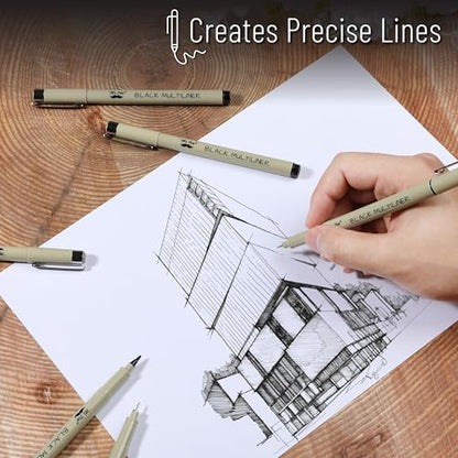 Mr. Pen- Drawing Pens for Artists, 16 Sizes, Black Multiliner | Micro Pens for Drawing - size: 16 Tip Sizes(0.2 to 3 mm)