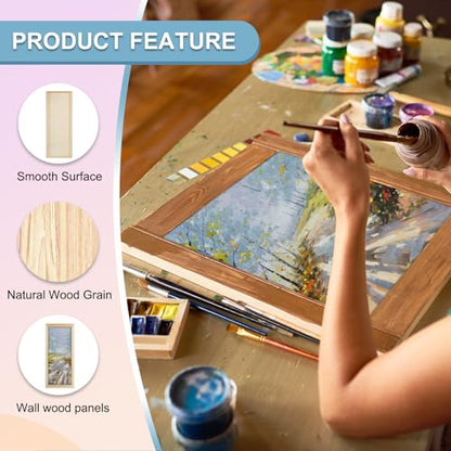 MECCANIXITY 6 Pack Wood Canvas Boards, 8x20 Inch Art Canvases Square Unfinished Wood Panel for Painting, Crafts, DIY Projects, Pouring Art - size: 8x20 Inch