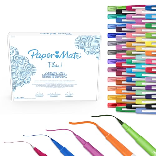 Paper Mate Flair Felt Tip Pens Ultimate Pack, Features 5 Different Types of Pens, 60 Count - Creative Fun, Classroom Essentials, Teacher Supplies, Arts & Crafts - style: 60 Count Flair Ultimate Pack