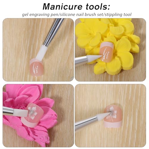 5 Pcs Nail Art Dotting Tools Dual-Ended Nail-Art Sculpture Pen Dotting Tools Dual-Head Resin Nails-Art-Tools Silicone Nail Polish Brushes Modeling Painting Tool DIY Arts (Black) - color: black