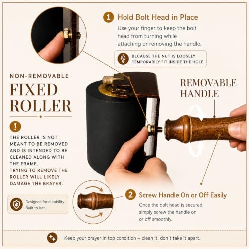 Leoball® Big Beautiful Brayer. 3" Diameter Roller with Ultra-Soft Nitrile Rubber Block Printing Brayer, Deluxe 30-35 Hardness, with Internal Bearing tech. 2 inch - size: 2 inch