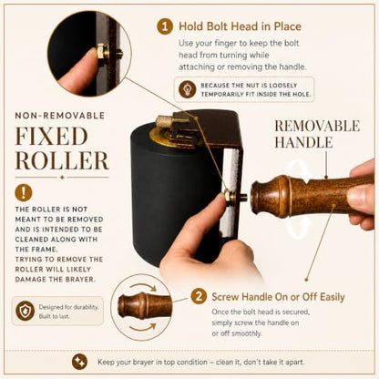 Leoball® Big Beautiful Brayer. 3" Diameter Roller with Ultra-Soft Nitrile Rubber Block Printing Brayer, Deluxe 30-35 Hardness, with Internal Bearing tech. 2 inch - size: 2 inch
