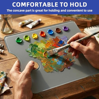 10x14 Inch Handy Rectangular Natural Grey Tempered Glass Palette | Durable Artist Paint Mixing Pallet for Oil, Acrylic, and Watercolor Painting
