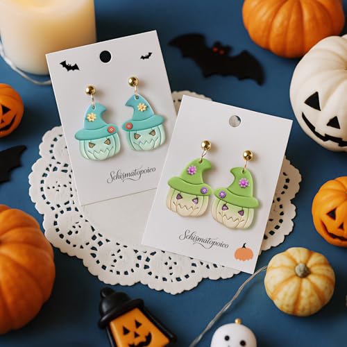 8 Pack Halloween Horror Atmosphere Polymer Clay Cutters - Demon Wizard Hat Demon Umbrella Moon Cat Pumpkin Crow, Ideal for Crafting Spooky Halloween Decorations - color: Halloween cat