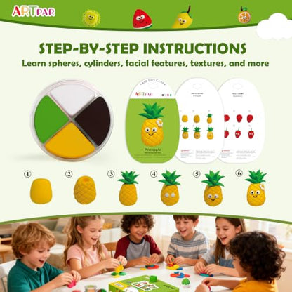 ARTPAR Air Dry Clay Kit for Kids - 12 Fruit DIY Modeling Magic Clay Sets - color: Green Fruit Kit