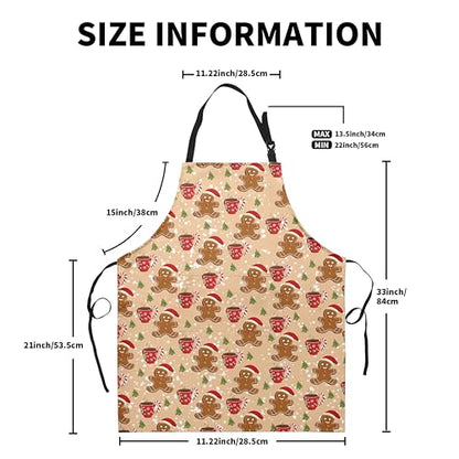 Cute Gingerbread Aprons for Adults - Christmas Baking Aprons with Two Pockets and Adjustable Strap for Cooking, Crafting, Sewing - color: Gingerbread Man
