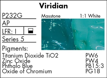 Grumbacher Pre-Tested Oil Paint, 37ml/1.25 Ounce, Viridian (P232G) - color: Viridian