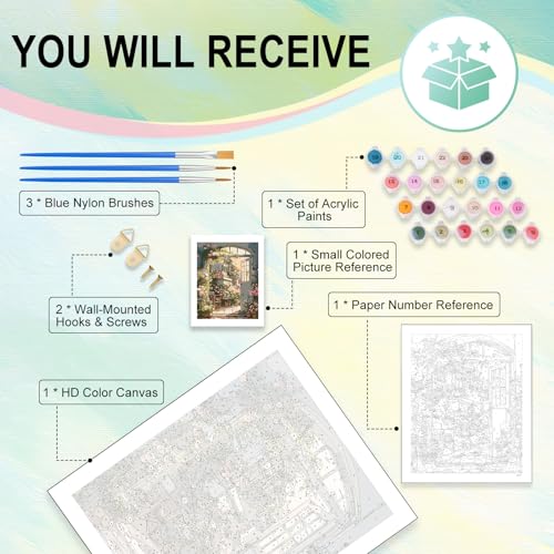 Paint by Numbers Kit for Adults, Rose Garden DIY Painting Kit, 16x20 Inch - color: CYOP1P11
