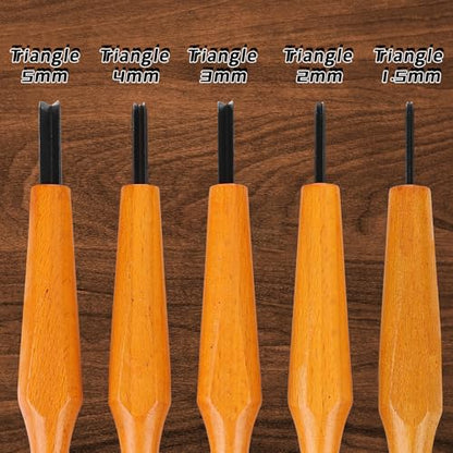5 Pcs Linocut Tools Sets Linoleum Carving Tools Wood Chisel V Shaped Knife for Printmaking Woodcarving Beginners (1.5mm, 2mm, 3mm, 4mm, 5mm)