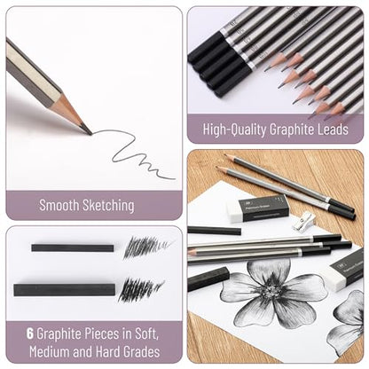Mr. Pen- Drawing Sketching Pencil Set, 25 pcs, Graphite Pencils (10B-6H) - size: 25 pcs