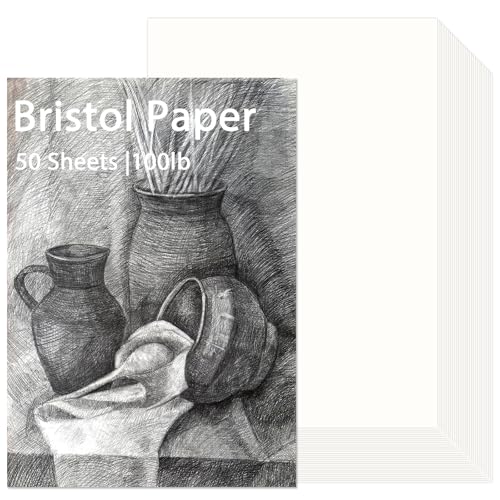 gisgfim 50 Sheets Bristol Paper Smooth 11x17 inches 100lb/270g Artist Paper for Adults and Students Markers Pen and Ink - size: 11x17