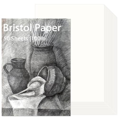gisgfim 50 Sheets Bristol Paper Smooth 11x17 inches 100lb/270g Artist Paper for Adults and Students Markers Pen and Ink - size: 11x17