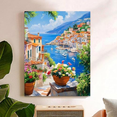 Reivworl Landscape Paint by Numbers Kit for Adults, Landscape Paint by Number for Adults, Adult Paint by Number Kits for Gifts and Home Wall Decor 16x20Inch - color: 17-Landscape, size: Without Frame