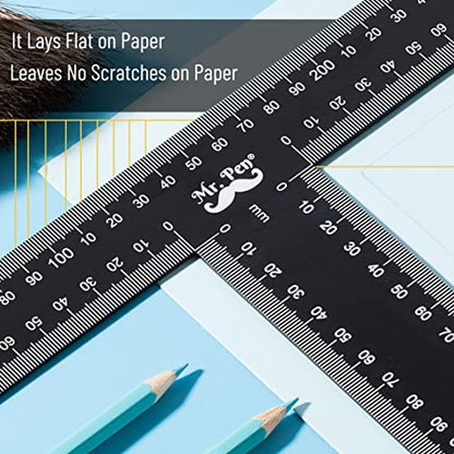 Mr. Pen - T Square, T Ruler, 12 inch Metal Ruler, T Square Ruler | Drafting Tools, Architect Ruler, Set Square, Drafting Ruler, Tsquare, Truler, Architectural Triangle, Tee Ruler, L Square - size: 12 inch