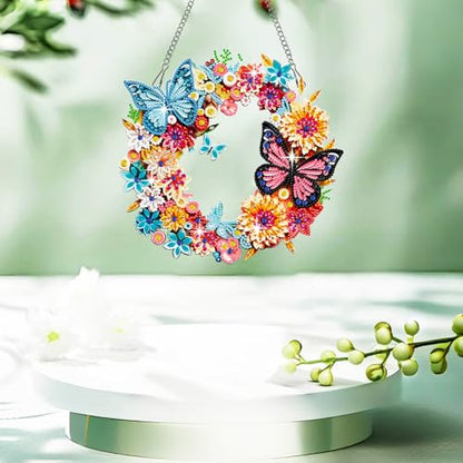Muzagroo Art Garland Diamond Art Kits for Adults 5D Diamond Hanging Ornament Kits for Windows DIY Special Shaped Diamond Dot Kits Crystal Window Hanging Pendant 2PCS (Garland) - color: Garland