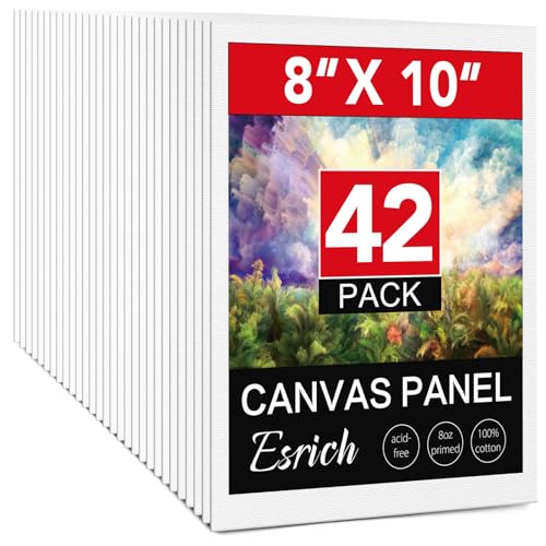 Canvases for Painting 8x10 Inch, 42 Pack Blank Painting Canvas Boards for Painting Supplies-Cotton Canvas Panels Acid-Free Primed for Oil Paint,Watercolor, Acrylic Paint, Gouache and Tempera. - size: 8x10in 42pack