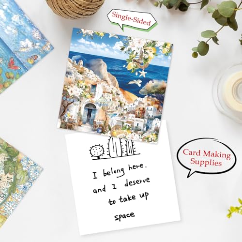 Scrapbook Paper, 24 Sheets 6"×6" 160gsm Single-Sided Patterned Cardstock - color: 24 sheets-seaside cabin