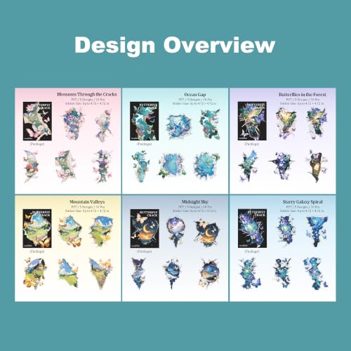 60 Pcs Large PET Stickers with Butterfly Art for Scrapbooking - color: Fantasy Butterfly Portals