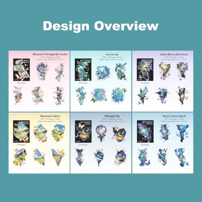 60 Pcs Large PET Stickers with Butterfly Art for Scrapbooking - color: Fantasy Butterfly Portals