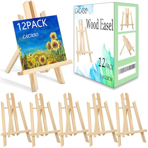 12 Pack Tabletop Easel, 11.8 Inch, Wood | Desktop Easel Stand for Painting Canvas, Portable Table Top Easels for Painting Party Art Craft Painting Easel Stand