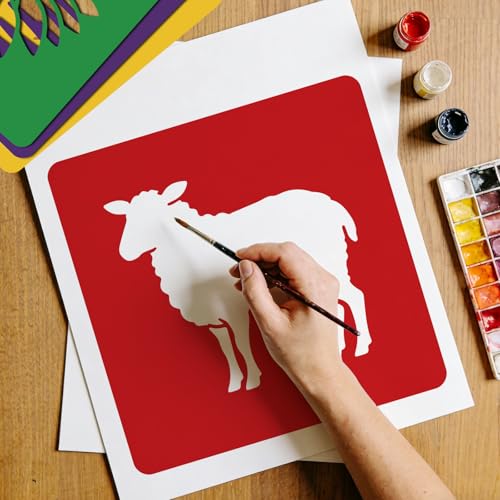 CUTHOLLOW Animals Fruit Plant Stencils, 24PCS 8-Inch Reusable Plastic | 24PCS 8-Inch Animals, Fruit & Plant Shapes, Reusable Washable Plastic, Painting, Crafts, Wall Art & Sidewalk Chalk - style: Farm Theme