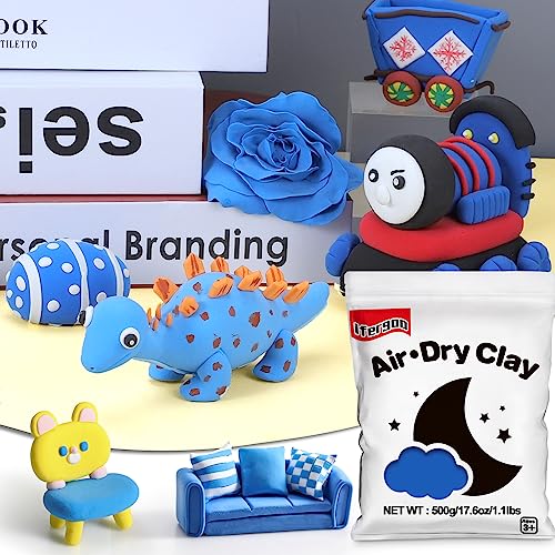 ifergoo 500g Blue Air Dry Clay, 1.1LBS DIY Creative Modeling Clay for Kids | Refill Foam Magic Clay for School Art & Craft Project, Slime Supplies, Ultra-light & Soft, Gift for Age 3-12 Boys & Girls - color: Blue/500g