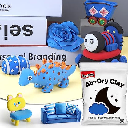 ifergoo 500g Blue Air Dry Clay, 1.1LBS DIY Creative Modeling Clay for Kids | Refill Foam Magic Clay for School Art & Craft Project, Slime Supplies, Ultra-light & Soft, Gift for Age 3-12 Boys & Girls - color: Blue/500g