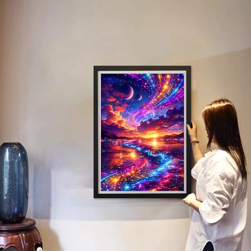 MAXBYE Diamond Art Kits for Adults, River of Light Bedazzling Dot Painting for Adults，5D Full Drill Gem Art Painting Kit, Easy DIY Craft for Stress Relief 12x16in - color: ZD063
