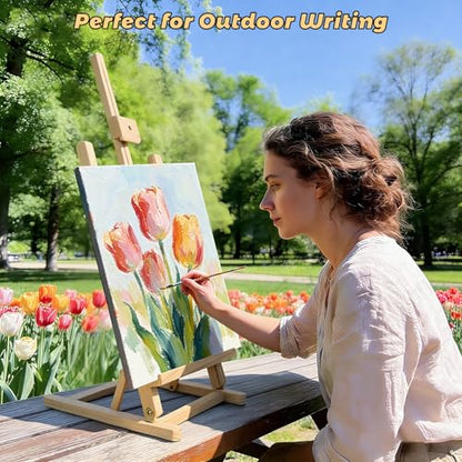 Heavy-Duty Wood Painting Easel H-Frame Tabletop Adjustable Up to 24 inch | Sturdy & Stable Art Easel Stand for Painting Canvases, Art and Crafts, For Adults, Artists, Oil Acrylic Watercolor Painting