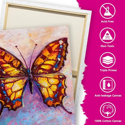 Stretched Canvas for Painting, 2Pack 24X36 Large Canvas for Painting, (280GSM) Triple Primed 2/3" Profile Cotton Professional Artist Quality Blank Canvas,Ready to Paint, Art Supplies for Acrylic, Oil - size: 2PK 24x36