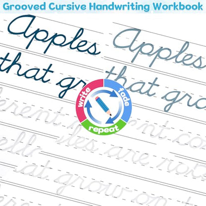 chiazllta Grooved Cursive Handwriting Workbook with Disappearing Ink Pens Magic Reusable Grooved Cursive Writing Practice for Beginners Kids Kickoff Student Workbook Homeschooling Supplies (Reading) - style: Reading