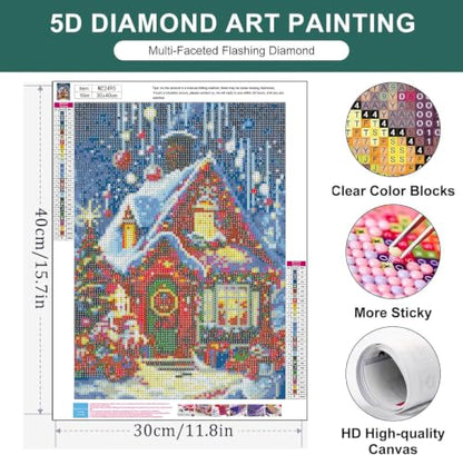Christmas Diamond Art Kits for Adults,Diamond Painting Kits for Beginners - color: Christmas House