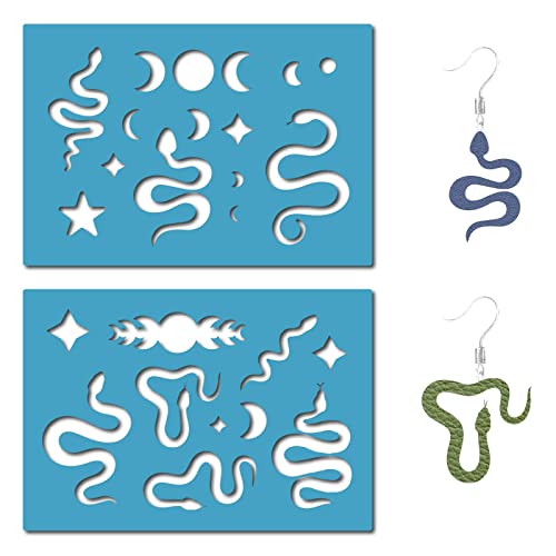 GORGECRAFT 2 Styles Snake Leather Jewelry Templates Reusable Earrings Making Animal Template Acrylic Star Cutting Stencil for Drawing Necklace Making Jewelry DIY Crafts Scrapbook 5.12x3.54 Inch - style: Lapidary