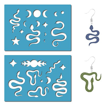 GORGECRAFT 2 Styles Snake Leather Jewelry Templates Reusable Earrings Making Animal Template Acrylic Star Cutting Stencil for Drawing Necklace Making Jewelry DIY Crafts Scrapbook 5.12x3.54 Inch - style: Lapidary