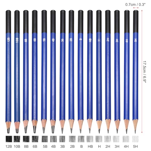 PATIKIL 12B Drawing Pencils for Sketching, 6PCS Sketch Pencils for Drawing Art Pencils Graphite Wood Pre-sharpened for Drawing Sketching Artists, 12B Pencils - size: 1 Count (Pack of 1), style: 12B