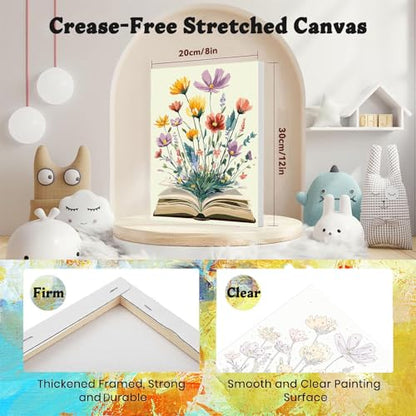 4 Pack Book Paint by Numbers for Adults with Framed Canvas - Wooden Easel - color: BKH1846+BKH1847+BKH1848+BKH1849