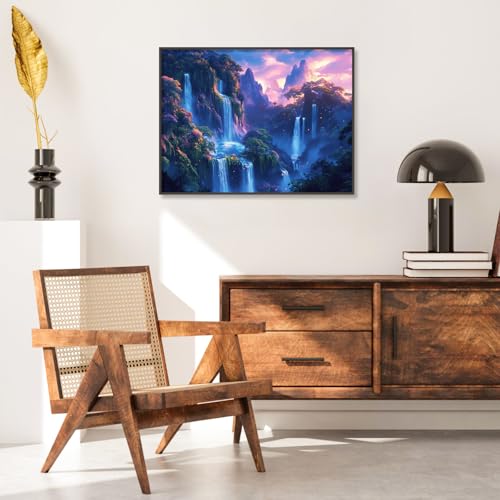 Camocin Diamond Art Kits for Adults Waterfall, 5D Landscape Diamond Painting Kits for Adults Beginners, DIY Waterfall Full Round Dots Drill Gem Art Kit for Home Wall Decor 12 x 16 Inch - color: LBDP1P12