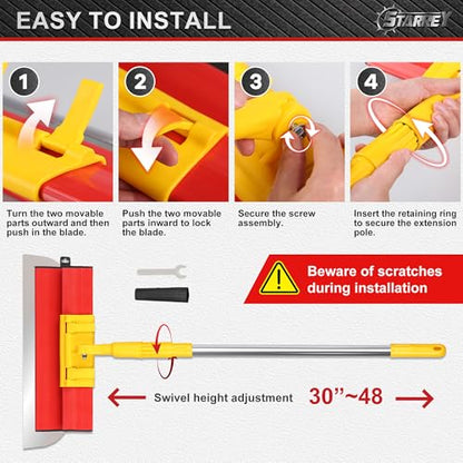 Drywall Skimming Blade Set with 30" - 48" Extension Handle 10in/16in/24in/32in Stainless Steel Skimming Blades for Wall Surface Smoothing Ideal for Drywall Plaster Wallboard Repair Joint - size: 10+16+24+32 inch