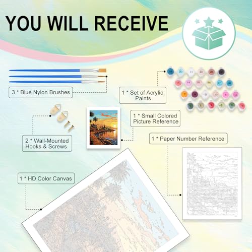 Paint by Numbers Kit for Adults, Sunset DIY Painting Kit, 16x20 Inch - color: CYOP1P03