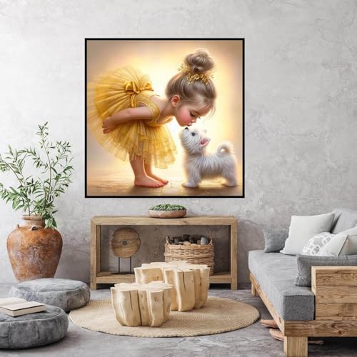 Dugsmgd Girl and Dog Diamond Art Kits for Adults, Diamond Painting 12x12 in - color: Girl and Dog