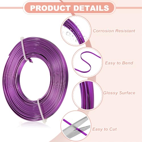 uxcell 18 Gauge Flat Aluminum Wire, 16.40 ft 5mm Wide Aluminum Crafts Wire for Flower Bonsai Crafts Carving DIY Bezel Sculpting Gem Metal Wrap, Dark Purple - color: Dark Purple, size: 5mm