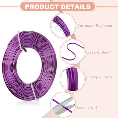 uxcell 18 Gauge Flat Aluminum Wire, 16.40 ft 5mm Wide Aluminum Crafts Wire for Flower Bonsai Crafts Carving DIY Bezel Sculpting Gem Metal Wrap, Dark Purple - color: Dark Purple, size: 5mm
