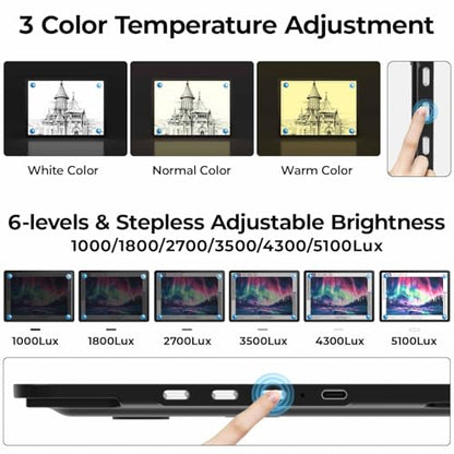 Heanolier Rechargeable A3 Light Board with Stand & Bag for Diamond Painting,5100 Lux Magnetic Light Pad with Side Buttons,Wireless Light Box for Tracing,LED Light Table for Sketching,Drawing,Artcraft - size: A3 with Stand & Padded Case