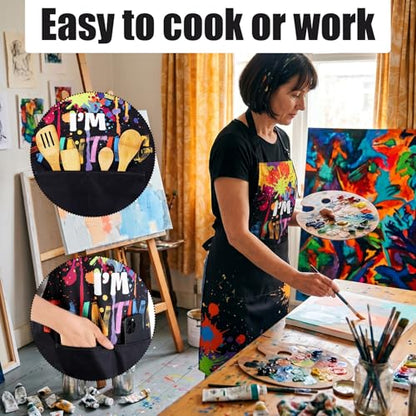 Painting Artist Apron with Pockets, Waterproof Painting Aprons for Adults, Adjustable Art Apron Bib Apron - color: Style 5