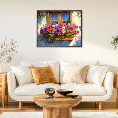 Paint by Numbers Kit for Adults, Flower Window DIY Painting Kit, 16x20 Inch - color: CYOP1P10