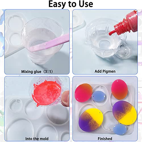 SENHAI 12 Pcs Resin Jewelry Molds with 340 Pcs Earring Accessories, Variety Size Earring Resin Molds with Hole, Resin Earring Molds Silicone for Making Jewelry, Earrings, Pendants