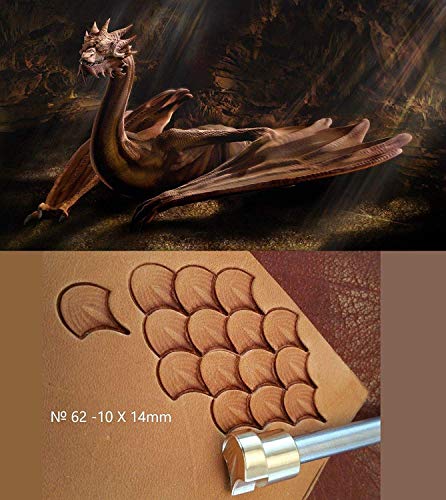 DandS ltd Leather Stamp Tool, Dragon Scale, Professional Steel Craft Tool for Leatherworking, Embossing, Carving & Stamping Leather Projects, Belts, Wallets & DIY Projects Compatible with Mallet #62 - color: Dragon Scale 0.55 X 0.39"