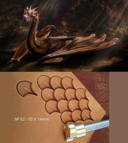 DandS ltd Leather Stamp Tool, Dragon Scale, Professional Steel Craft Tool for Leatherworking, Embossing, Carving & Stamping Leather Projects, Belts, Wallets & DIY Projects Compatible with Mallet #62 - color: Dragon Scale 0.55 X 0.39"
