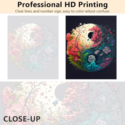 TUMOVO Paint by Numbers for Adults Beginner Yin Yang - color: Yin yang