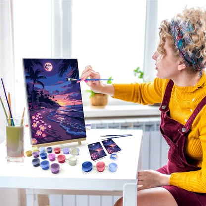 JOOZ Moon Paint by Numbers Kit for Adults with Frame 8x12 Inch - color: Moonlight 078